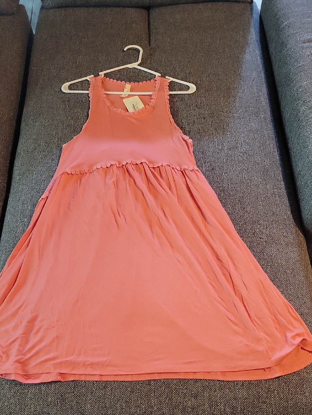 My Beloved Coral Lace-Trim Tank Top